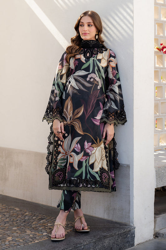 3 Pc Embroidery Printed Lawn  Chiffon Duppta 4 side Aplik