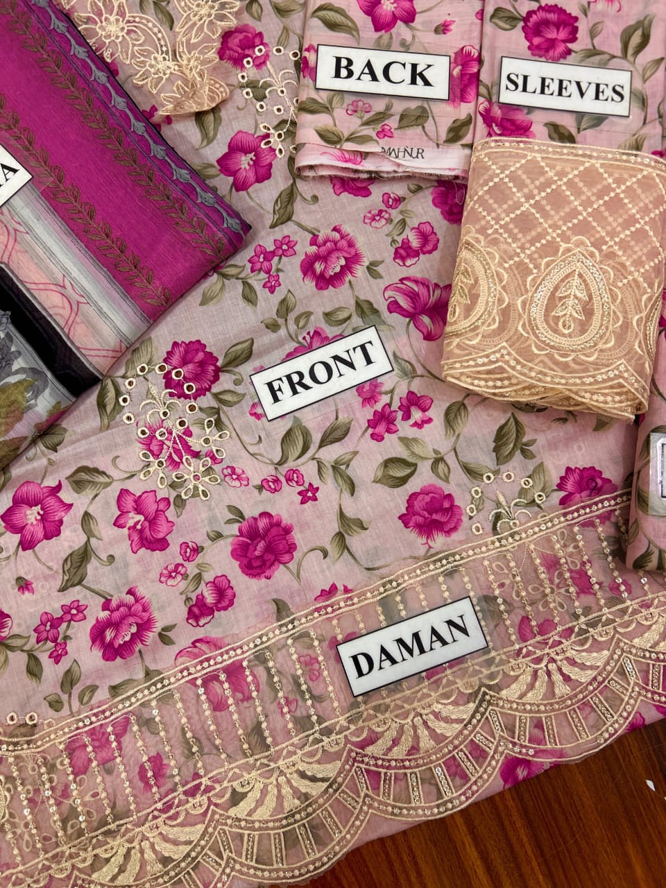 Printed Lawn Chickenkari Embroidered Front Chiffon Duppta