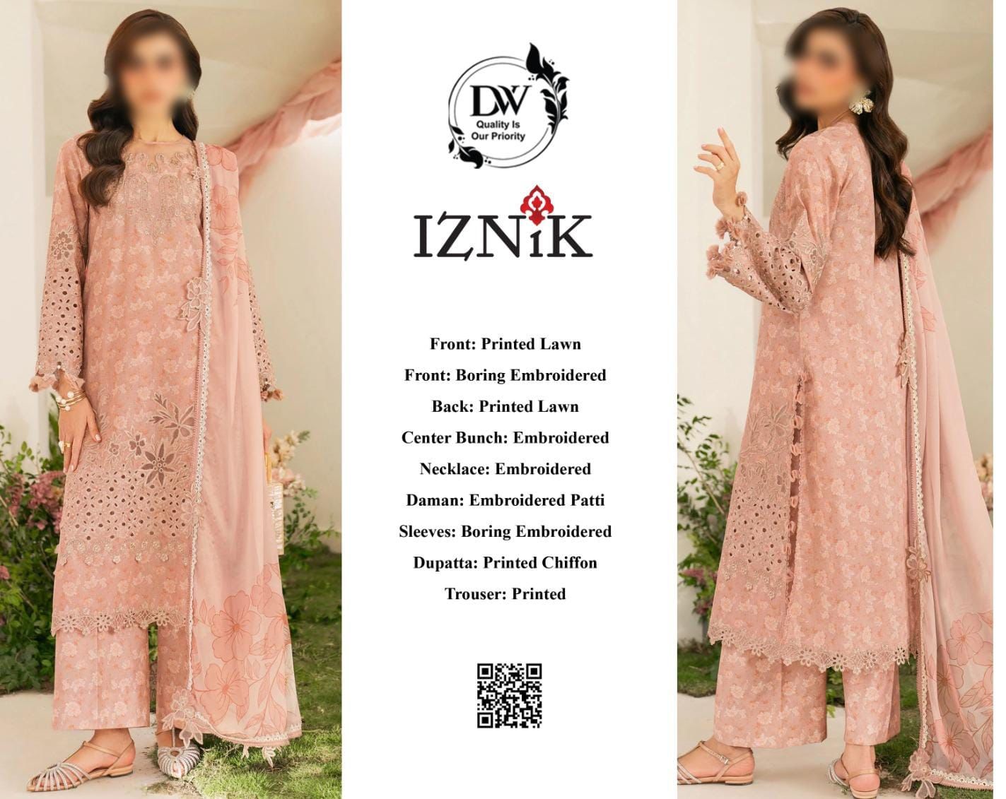 IZNIK Pure Lwan 3pc Embroidery 💯 %original