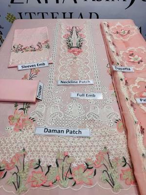 3 Pcs Women's Unstitched Chikankari Embroidered Suit