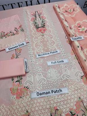 3 Pcs Women's Unstitched Chikankari Embroidered Suit