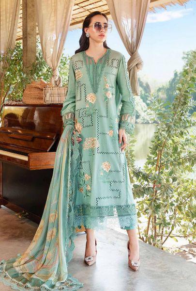 3 PCs woman's unstitched Embroidered suit