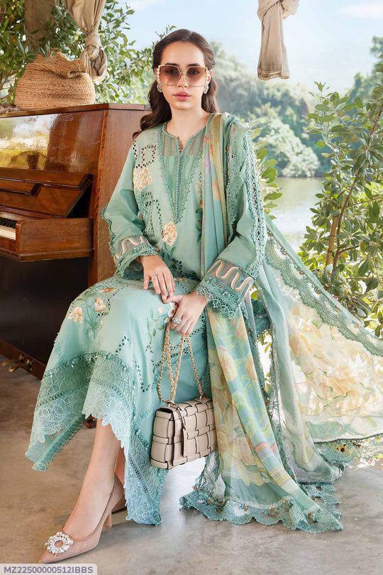 3 PCs woman's unstitched Embroidered suit