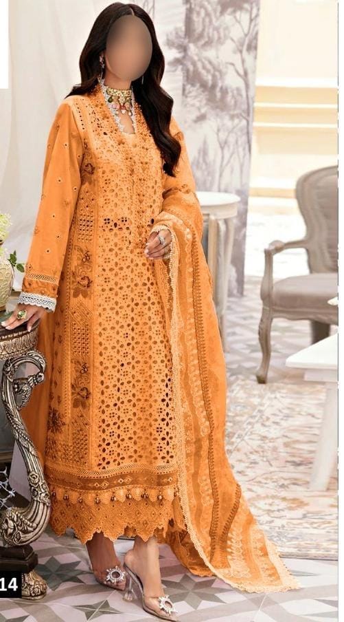 Embroidered Chikankari Front With Neck & Daman Patch