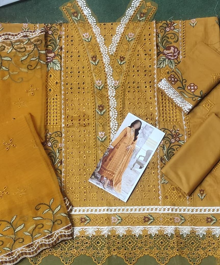 Embroidered Chikankari Front With Neck & Daman Patch