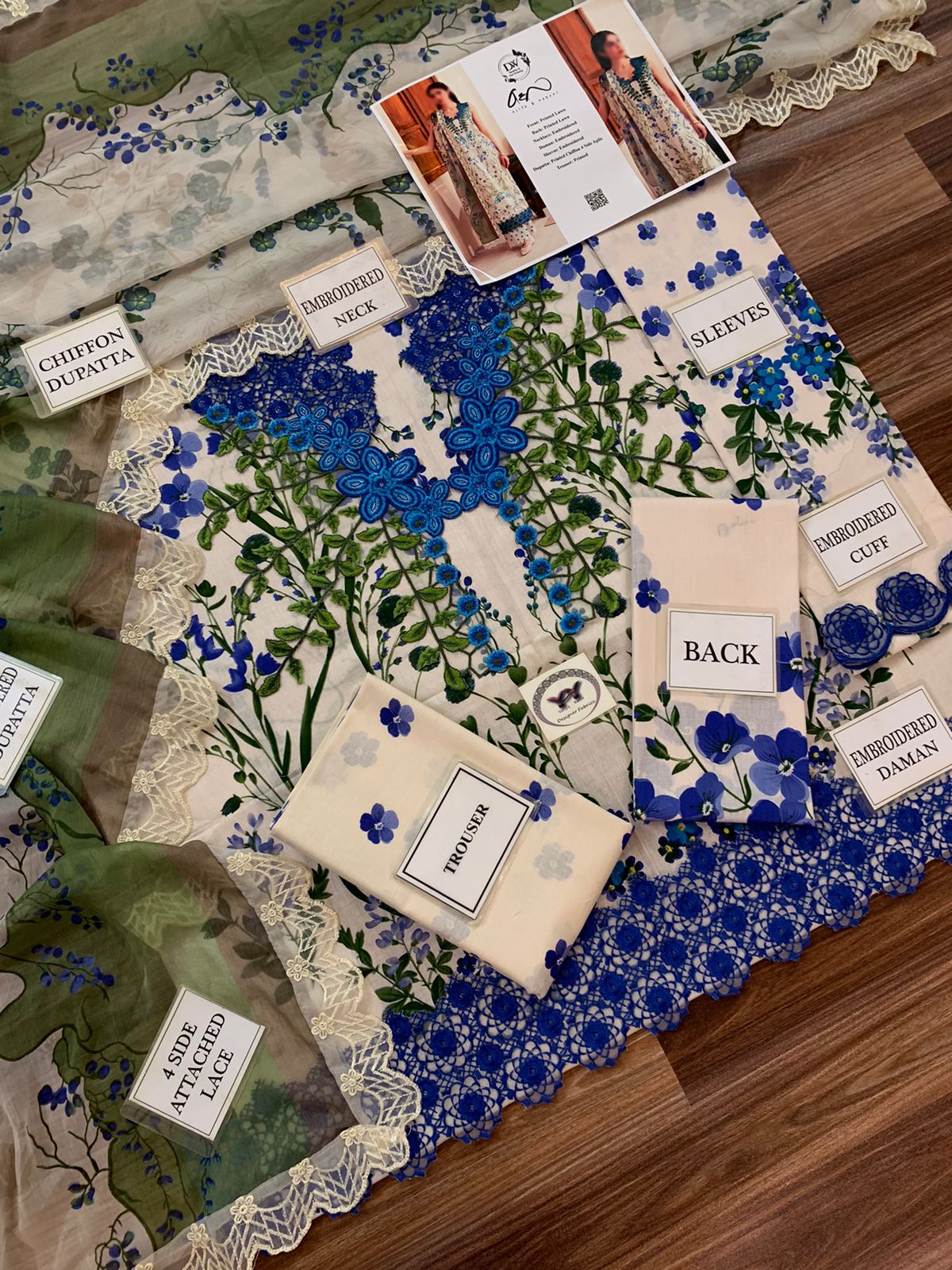 DW Pure Lwan 3 pc Embroidred 💯 %original  sheffon duppta