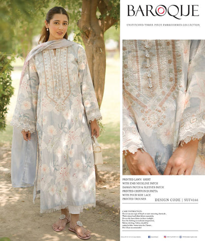 3 pc pure Lawn Embroidery Lawn Duppta Original