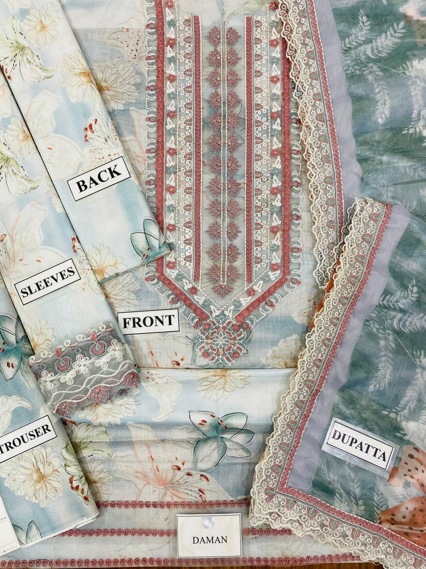 3 pc pure Lawn Embroidery Lawn Duppta Original