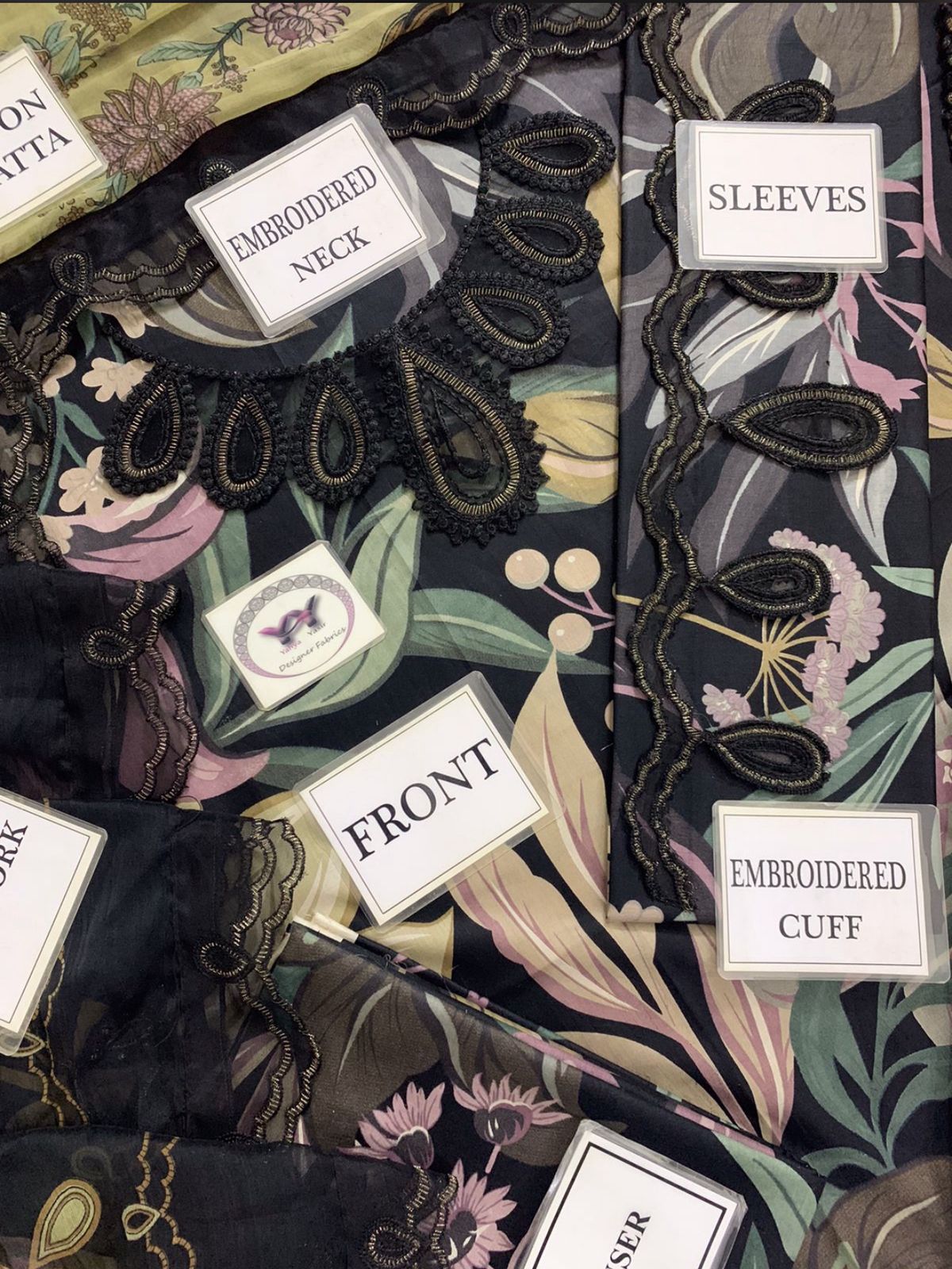 3 Pc Embroidery Printed Lawn  Chiffon Duppta 4 side Aplik