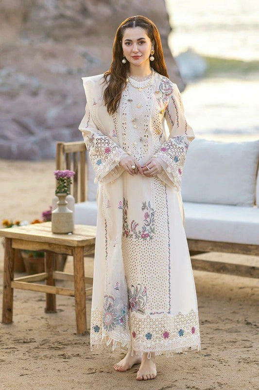 3 PCs Women Unstitched Chikankari Embroidered