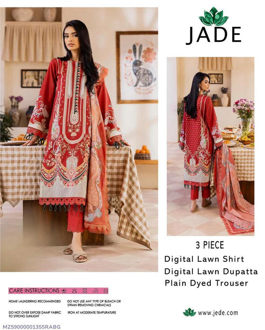 3 PCs woman's unstitched printed suit