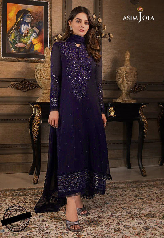 Embroidered Chiffon 3-Piece Suit – Blue