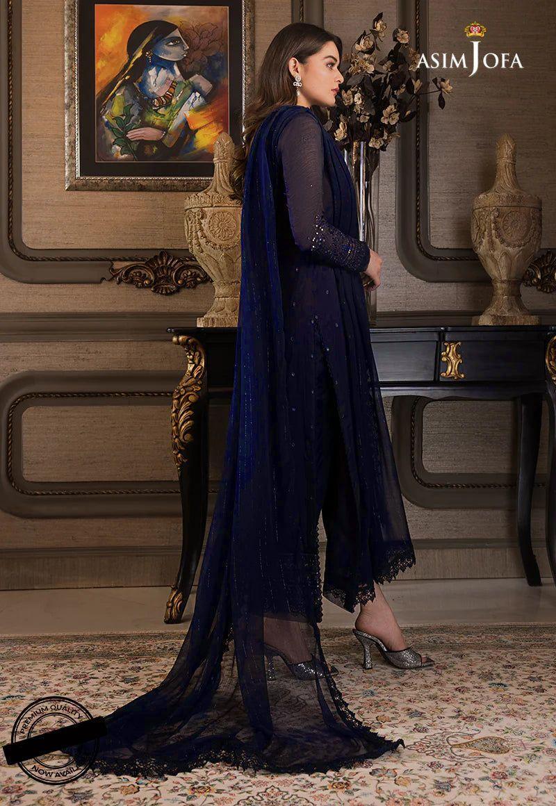 Embroidered Chiffon 3-Piece Suit – Blue