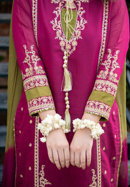 3 PCs woman's unstitched Embroidered suit